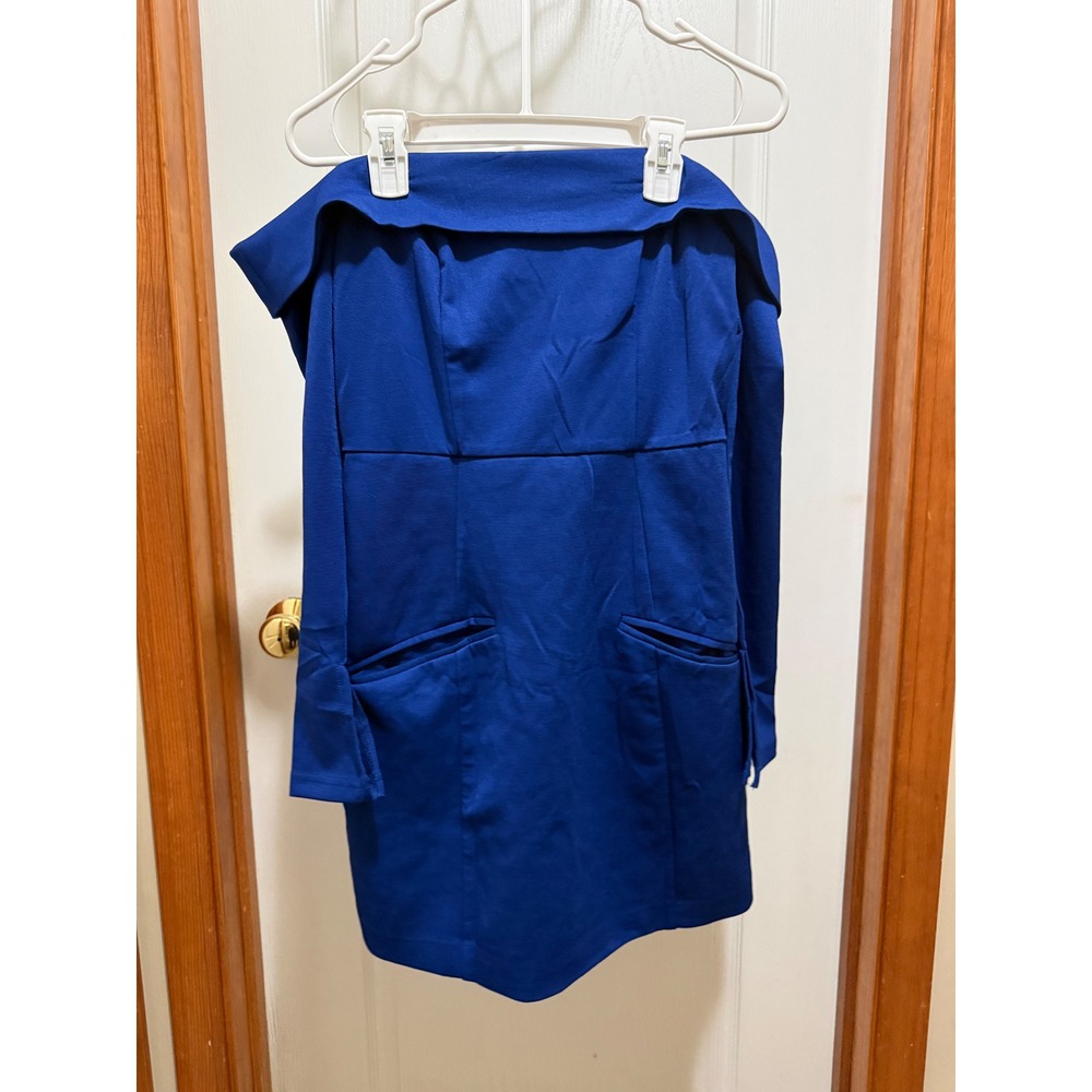 Wenrine Womens Off Shoulder Long Sleeve Mini Dress Royal Blue H9H436 Size S